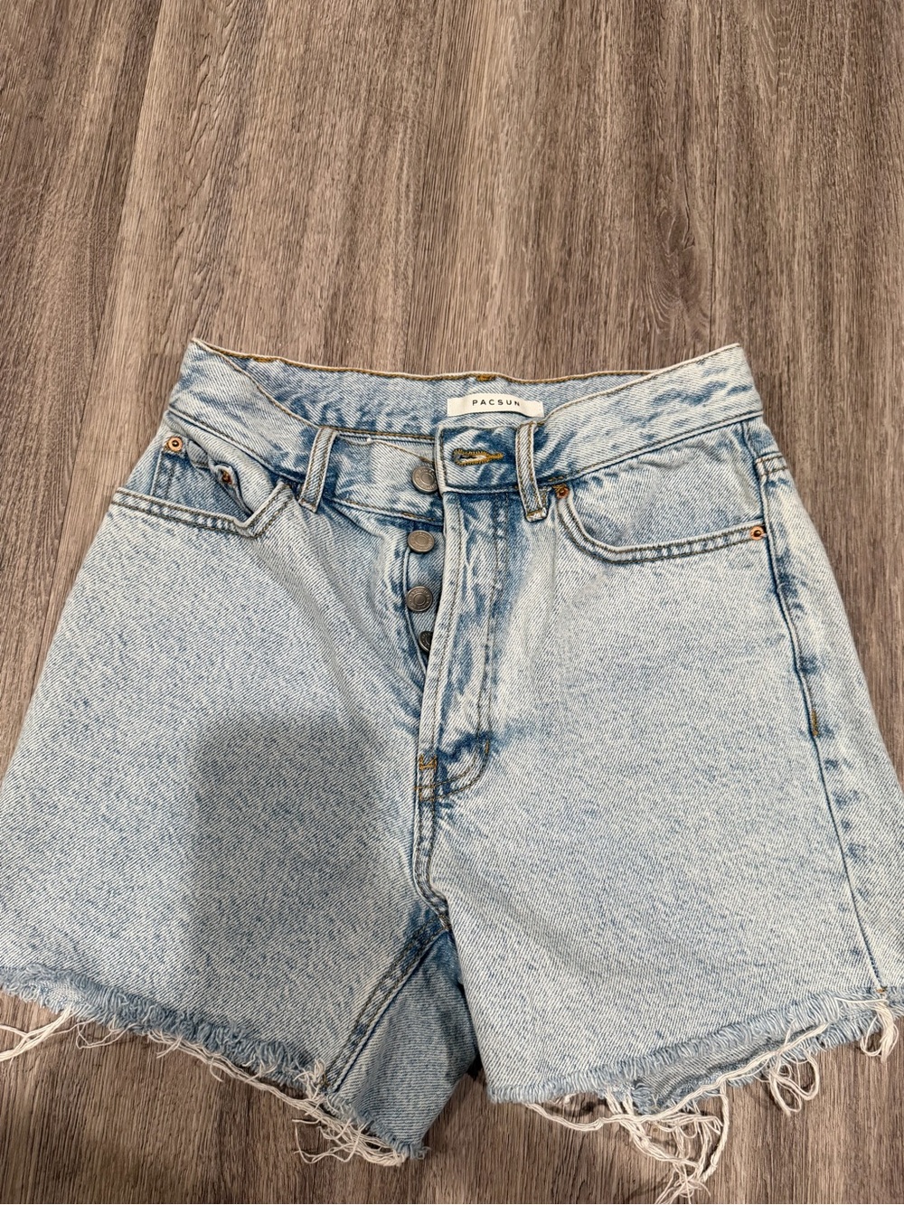 PacSun Light Blue High-Rise Button-Fly Denim Shorts